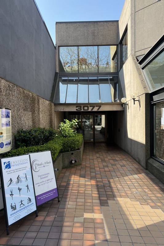 Cascade Massage Therapy clinic entrance — 3077 Granville St, South Granville, Vancouver