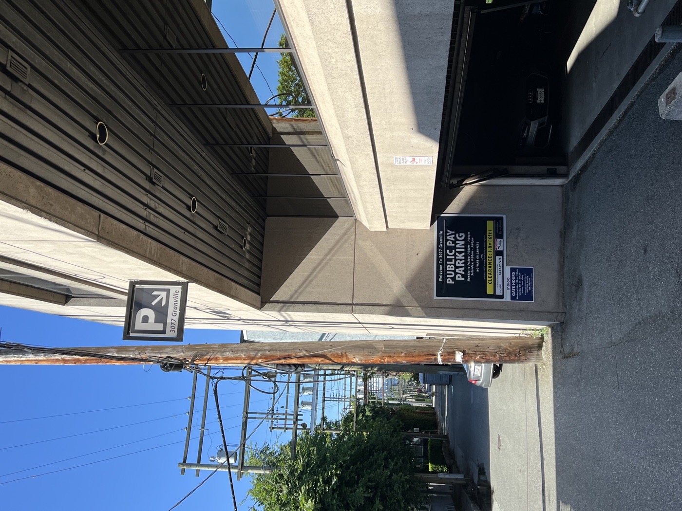 Parking and access signage in the back lane behind the South Granville clinic on Granville Street